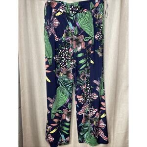 SANDIVA Tropical Swim Coverup Wideleg Pants Size XL -Flowy Vacation Cruise Light